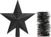 Decoris Kaemingk B.V. Kerstversiering kunststof glitter ster piek 19 cm en folieslingers pakket zwart