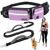 PetAmi Handsfree hondenriem, hondenriem riem tas voor wandelen, joggen, hondentaille dubbele rits zakje met poepzakdispenser, dubbele gewatteerde handgrepen reflecterende bungee-riem, enkel