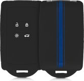 kwmobile autosleutelhoes geschikt voor Renault 4-knops Smartkey autosleutel (alleen Keyless Go) - Siliconenhoes in blauw