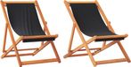 vidaXL Fauteuils pliants, 2 pièces, tissu noir