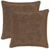 vidaXL Kussensloop 2 st houten licht bruin 45 x 45 cm nep konijnenbont