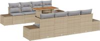 vidaXL Tuinbank Set 9-delig Beige Polyrattan