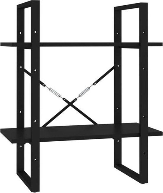 vidaXL Boekenkast met 2 schappen 60x30x70 cm bewerkt hout zwart