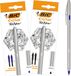 BIC Cristal Re'New Premium Navulbare Balpen voor School en Kantoor - Blauwe en Zwarte Pen met 4 Navullingen - Medium Punt 1,0 mm - 2 stuks