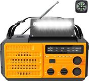 Radio d'urgence sans marque - Radio sur pile - Radio rechargeable - Alarme SOS - Rechargeable par pile, solaire, USB et dynamo - Powerbank - Lampe de poche - Radio AM/FM - Radio de poche - Câble USB C - Radio d'urgence - Radio de survie