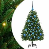 vidaXL Kunstkerstboom 120 cm 150 LED's Warmwit PVC en Staal Groen