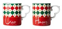 Bialetti Tricolore Mok Meerkleurig Porselein 0.3L Set van 2