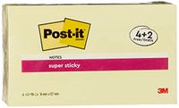 Post-it Super Sticky Notes Promotion, kanariegeel, verpakking met 6 blokken, 90 vellen per blok, 76 mm x 127 mm