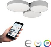 EGLO connect.z Barbano-Z Plafondlamp - 60,5 cm - Grijs|Wit - Instelbaar RGB & wit licht - Dimbaar - Zigbee