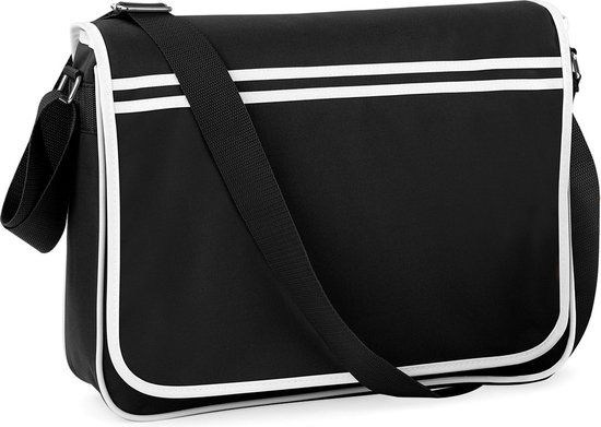 Bagbase Retro Schoudertas - Black/White - 12 Liter - Duffel Bag