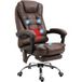 Fauteuil de bureau massant avec chauffage, inclinaison et hauteur réglable, marron