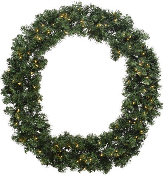 Decoris Imperial Kerstkrans met verlichting 50cm - Groen