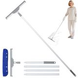 Romon Raamreiniger, raamwisser met telescoopsteel, 136 cm, waterschuiver, vloertrekker met siliconen trekker, raamreinigingsset voor badkamer, douche, glas, spiegel, auto
