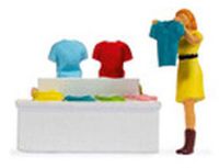 Noch Kleding Verkoop Tafel + 1 Figuur Tiny-Scenes