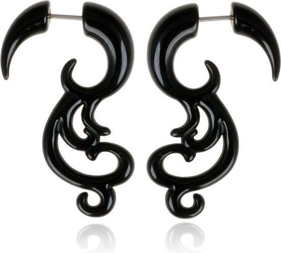 LGT JWLS Lookinggoodtoday Tribal bone oorbellen Black Waves