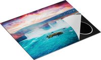 Chefcare Inductie Beschermer Watervallen op het Blauwe Water in IJsland - 65x52 cm - Multicolor