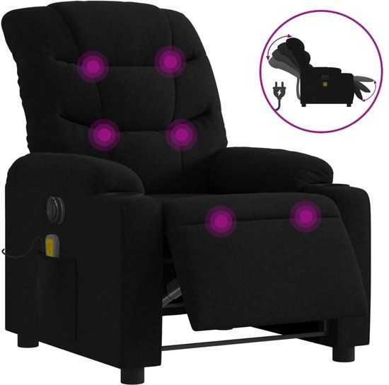 vidaXL Massagestoel elektrisch verstelbaar stof zwart