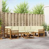 vidaXL Hoek loungeset 7 zitplaatsen Natuurlijk en crème Acacia hout