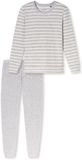 SCHIESSER dames Cotton Essentials Pyjama lang - dames pyjama set - zilvergrijs melange gestreept