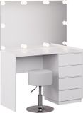 Vicco Viktoria Kaptafel set met kruk – 110 cm met spiegel, krukje en ledverlichting Wit