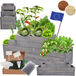 Modo24 ZP09 Carré Potager Surélevé En Escalier Modulable, Bois De Pin, Herbes/légumes, Jardin/terrasse/balcon, 45x117x30 Cm, Gris