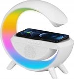 Lampe LED, RGB, chargeur sans fil, haut-parleur, horloge, radio, réveil, jeu, 15W