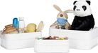 Merkloos Set van 3 manden rechthoekig met stof bamboe - speelgoed accessoires badkamer blanc