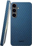 NEKIT Fiber Hoesje Geschikt voor Samsung Galaxy S24 - Compatibel met MagSafe - High-tech Kevlar Aramidevezels 1500D - Back Cover Ultra Dun - Blauw
