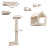 Kerbl Pet Klimwand Monte Falco, Wandkrabpaal, Zespersoons Klimwand Katten Set, Krabpaal Voor Wandmontage, Kattenhol, Cat Walk, Knuffelhol, Krabmeubel, Beige, Ruimtebesparend, Incl. Montagemateriaal
