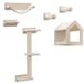 Kerbl Pet Klimwand Monte Falco, Wandkrabpaal, Zespersoons Klimwand Katten Set, Krabpaal Voor Wandmontage, Kattenhol, Cat Walk, Knuffelhol, Krabmeubel, Beige, Ruimtebesparend, Incl. Montagemateriaal