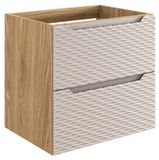 Meuble de salle de bain sous lavabo, 60 cm, chêne beige, 2 tiroirs