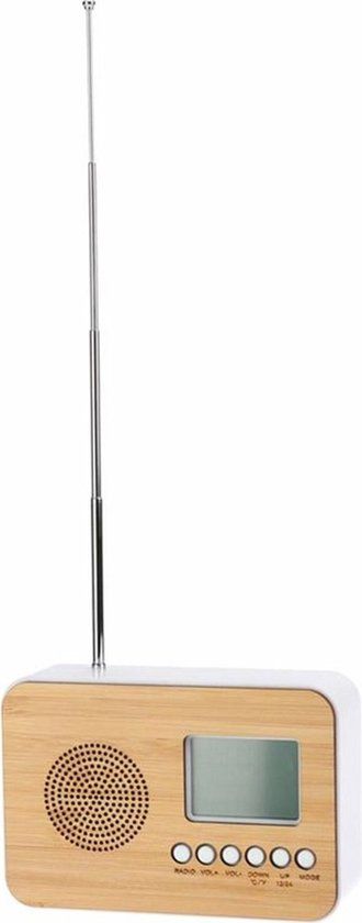 Excellent Houseware Digitale Wekker - Naturel/Wit - Kunststof - 14 x 6 x 10 cm - Alarm Klok