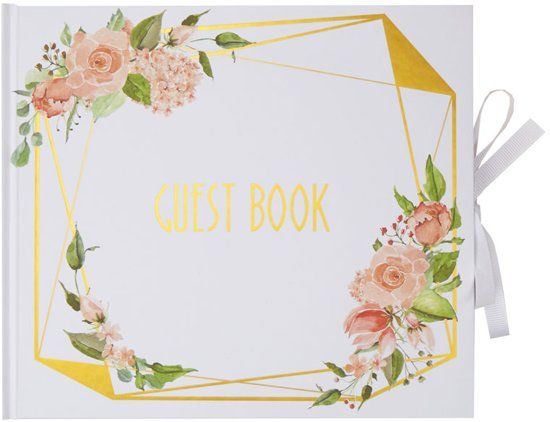 Neviti Bruiloft gastenboek - FLORAL - Wit met goud - 32 pagina's