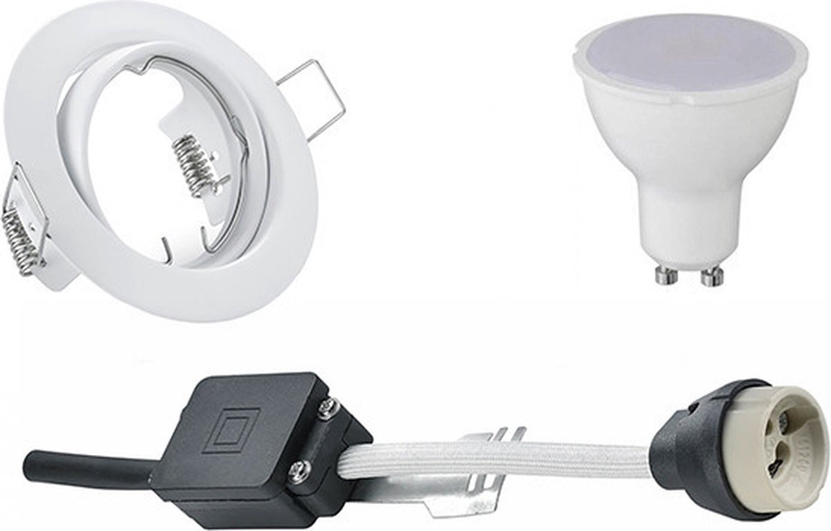 Qualu LED Spot Set - Torna - GU10 Fitting - Inbouw Rond - Mat Wit - 4W - Helder/Koud Wit 6400K - Kantelbaar Ø83mm