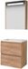 Basic Line Premium 39 Badkamermeubelset - Ondiep - 100 x 39 cm - Greeploos - 2 Lades - Acryl Wastafel - 1 Kraangat - Spiegelkast met LED Verlichting - Whisky Oak