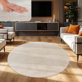 TT Home Hoogpolig Tapijt Shaggy Woonkamer Modern Effen Kleur Fluffy Crème 120 cm Rond