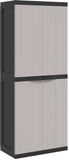 vidaXL Tuinkast 65x37x165 cm polypropeen grijs en zwart