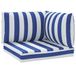 vidaXL Palletkussens - 3 st - gestreept - oxford - stof - wit - en - blauw