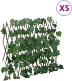 vidaXL Kunstplant druivenblad op latwerk uittrekbaar 190x60 cm groen