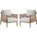 Lot de 2 fauteuils, style bohème, accoudoirs en bois massif, modèle moderne, pour salon et chambre