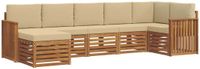 vidaXL Hoek loungeset 7 zitplaatsen Acacia hout Natuurlijk en beige