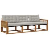 vidaXL - Buiten - bank - set - 3 - st - Naturel - en - lichtgrijs