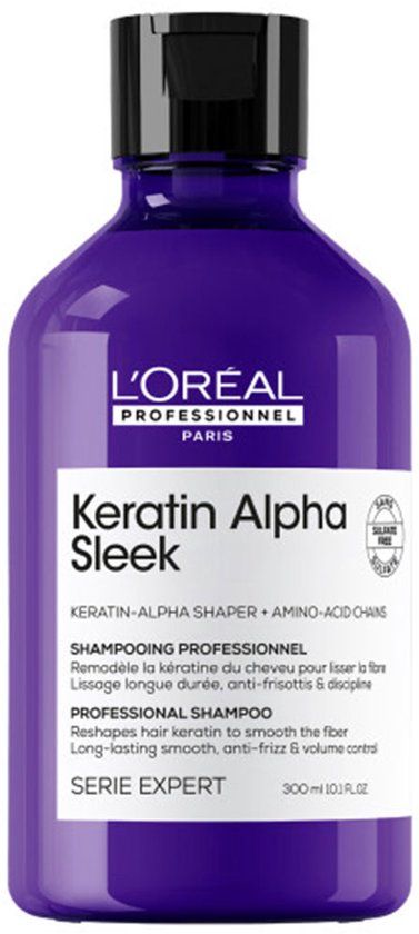 L'Oréal Professionnel Keratin Alpha Sleek Shampoo - Frizz- en volumecontrole - Langdurige zachtheid - 300ml