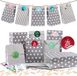 Adventskalender om te vullen - Grijs - 25 papieren adventskalenderzakjes met cijferstickers - Cadeauzakjes voor Kerstmis