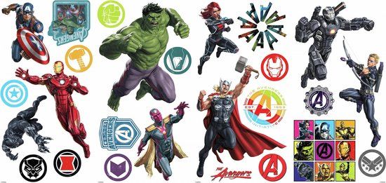 RoomMates Marvel Avengers Muurstickers - 26 stuks - Vinyl - Multi Colour - 75 cm