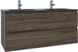 Saniclass Chaci Badkamermeubelset - 120x45x55cm - keramische wastafel mat zwart - 2 wasbakken - 2 kraangaten - 2 lades - mat noten