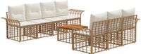 vidaXL Buiten bank set 8-st Natuurlijk en Crème Wit polyrattan