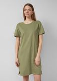 s.Oliver - Dames Jersey jurk met zijsplitten - Olijfgroen - Maat 46