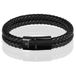 Memphis Dubbele leren armband Zwart-18cm
