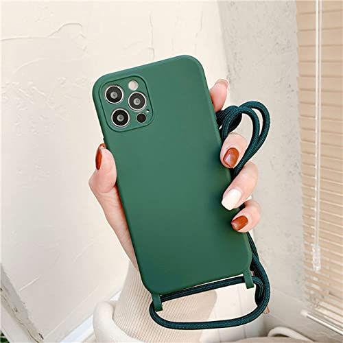 HUILUN Crossbody Lanyard Siliconen Telefoon Case iPhone 13 12 11 Pro Max XS X XR 8 7 Plus SE 2020 - Donkergroen - Voor iPhone 7 8